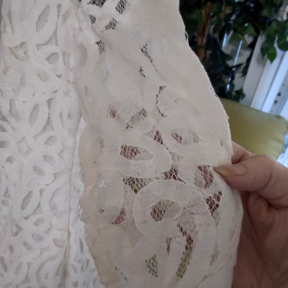 Glamour White LACE Sheath Dress 3/4 Sleeve - Picture 5 of 9